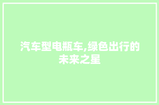 汽车型电瓶车,绿色出行的未来之星