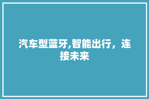 汽车型蓝牙,智能出行，连接未来