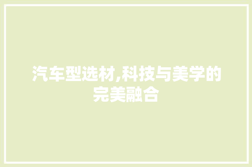 汽车型选材,科技与美学的完美融合