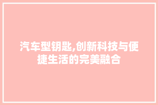 汽车型钥匙,创新科技与便捷生活的完美融合 底盘配件