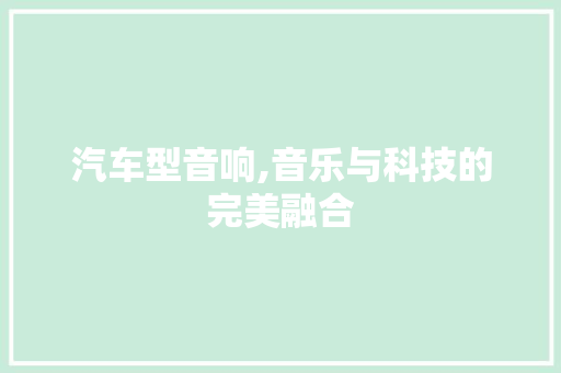汽车型音响,音乐与科技的完美融合