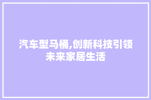 汽车型马桶,创新科技引领未来家居生活