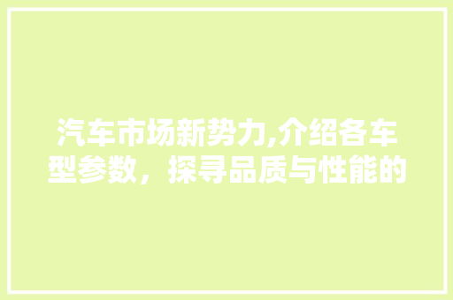 汽车市场新势力,介绍各车型参数，探寻品质与性能的完美融合
