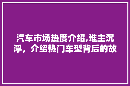 汽车市场热度介绍,谁主沉浮，介绍热门车型背后的故事