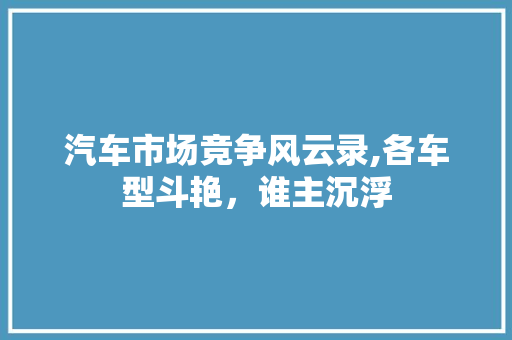 汽车市场竞争风云录,各车型斗艳，谁主沉浮