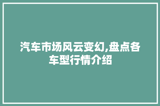 汽车市场风云变幻,盘点各车型行情介绍