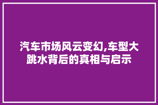 汽车市场风云变幻,车型大跳水背后的真相与启示