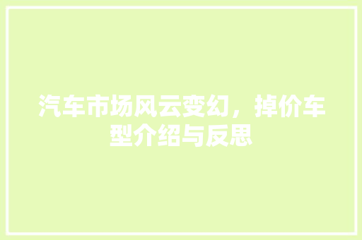 汽车市场风云变幻，掉价车型介绍与反思