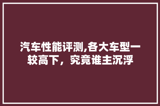 汽车性能评测,各大车型一较高下，究竟谁主沉浮