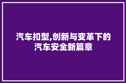 汽车扣型,创新与变革下的汽车安全新篇章