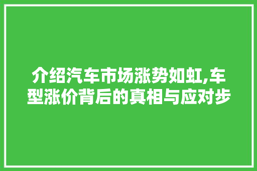 介绍汽车市场涨势如虹,车型涨价背后的真相与应对步骤