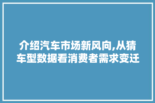 介绍汽车市场新风向,从猜车型数据看消费者需求变迁