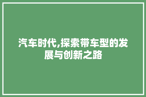 汽车时代,探索带车型的发展与创新之路