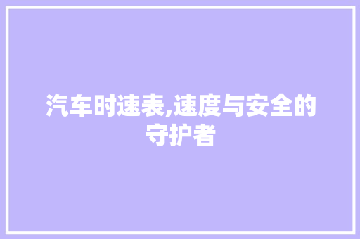 汽车时速表,速度与安全的守护者
