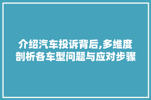 介绍汽车投诉背后,多维度剖析各车型问题与应对步骤