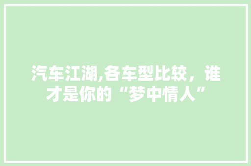 汽车江湖,各车型比较，谁才是你的“梦中情人”