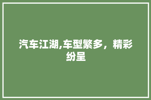 汽车江湖,车型繁多，精彩纷呈