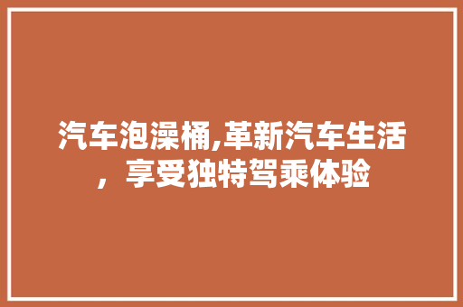 汽车泡澡桶,革新汽车生活，享受独特驾乘体验