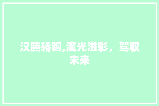 汉腾轿跑,流光溢彩，驾驭未来