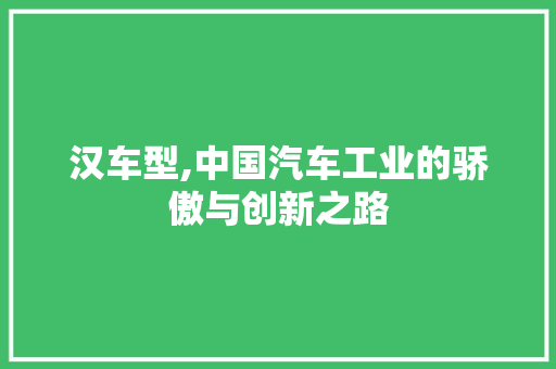 汉车型,中国汽车工业的骄傲与创新之路
