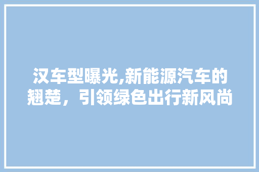 汉车型曝光,新能源汽车的翘楚，引领绿色出行新风尚