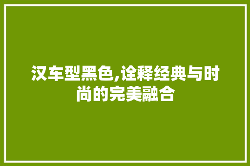 汉车型黑色,诠释经典与时尚的完美融合