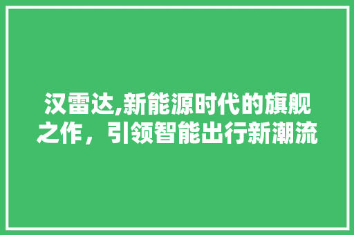 汉雷达,新能源时代的旗舰之作，引领智能出行新潮流
