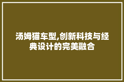 汤姆猫车型,创新科技与经典设计的完美融合