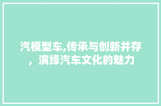 汽模型车,传承与创新并存，演绎汽车文化的魅力