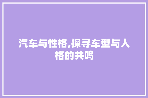 汽车与性格,探寻车型与人格的共鸣