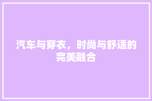汽车与穿衣，时尚与舒适的完美融合