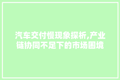 汽车交付慢现象探析,产业链协同不足下的市场困境