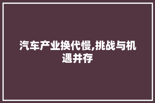 汽车产业换代慢,挑战与机遇并存