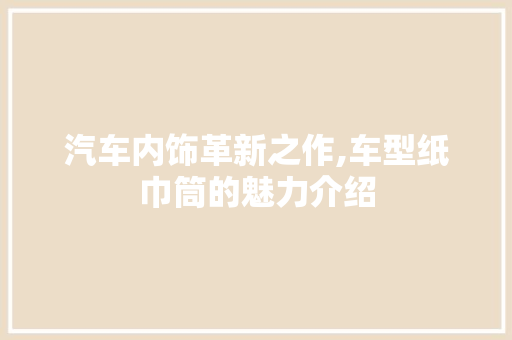 汽车内饰革新之作,车型纸巾筒的魅力介绍