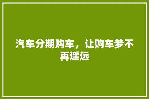 汽车分期购车，让购车梦不再遥远