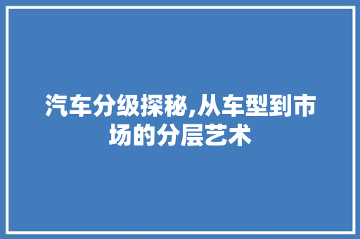 汽车分级探秘,从车型到市场的分层艺术