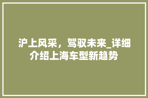 沪上风采，驾驭未来_详细介绍上海车型新趋势