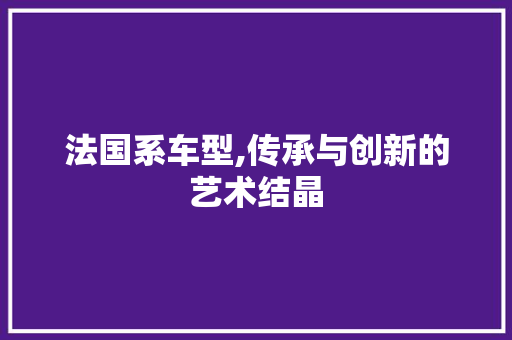 法国系车型,传承与创新的艺术结晶