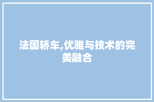 法国轿车,优雅与技术的完美融合