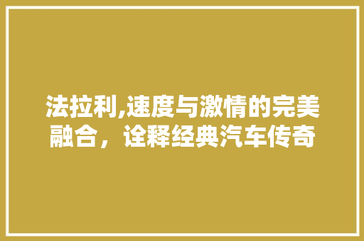 法拉利,速度与激情的完美融合，诠释经典汽车传奇