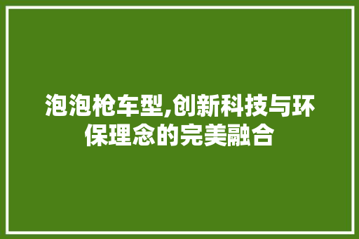 泡泡枪车型,创新科技与环保理念的完美融合