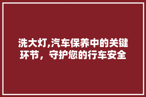 洗大灯,汽车保养中的关键环节，守护您的行车安全