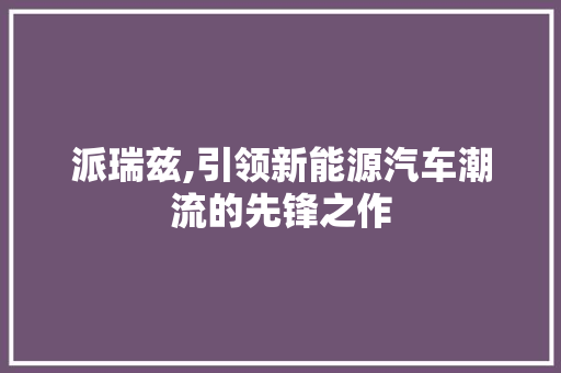 派瑞兹,引领新能源汽车潮流的先锋之作
