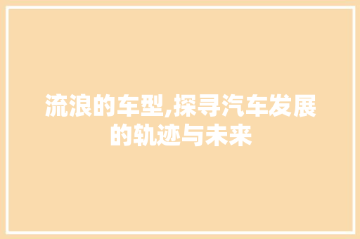 流浪的车型,探寻汽车发展的轨迹与未来