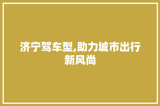 济宁驾车型,助力城市出行新风尚