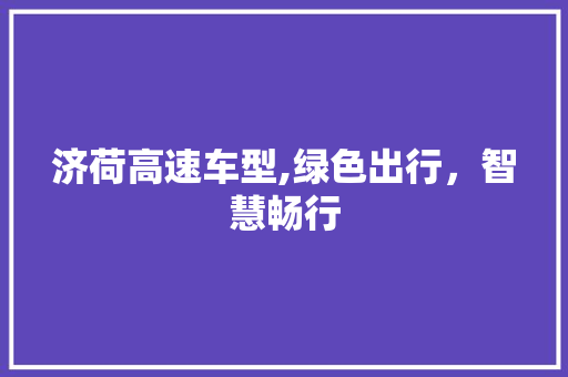 济荷高速车型,绿色出行，智慧畅行