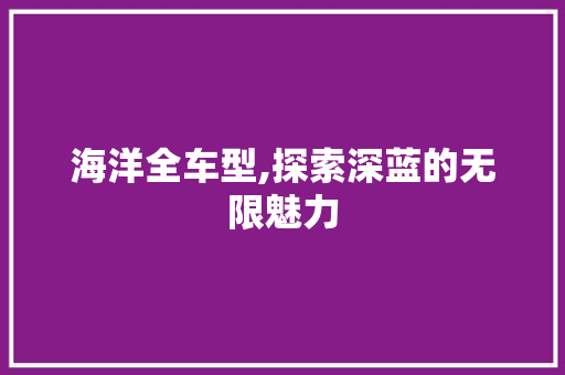 海洋全车型,探索深蓝的无限魅力