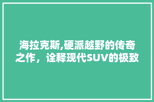 海拉克斯,硬派越野的传奇之作，诠释现代SUV的极致魅力