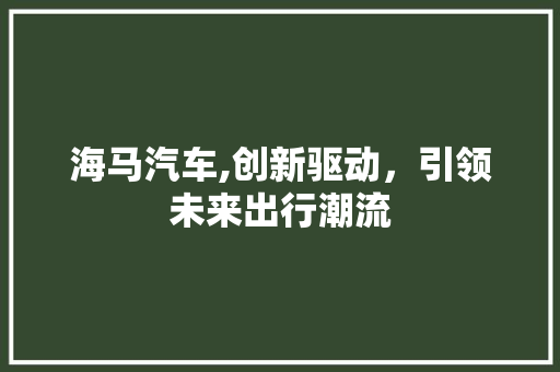 海马汽车,创新驱动，引领未来出行潮流 变速箱配件