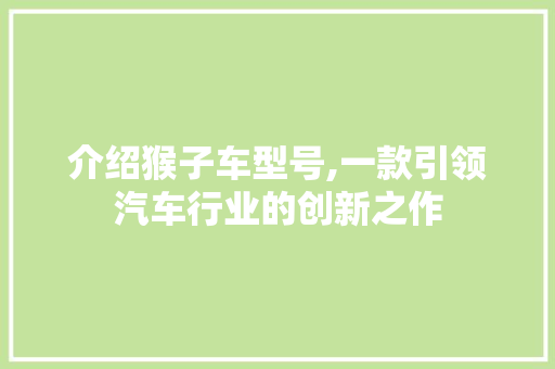 介绍猴子车型号,一款引领汽车行业的创新之作